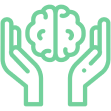Ícone de mãos segurando um cérebro