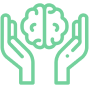 Ícone de mão segurando um cerebro